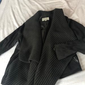 Suede and sweater coat